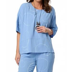 NEW SALOOS printed short top in denim